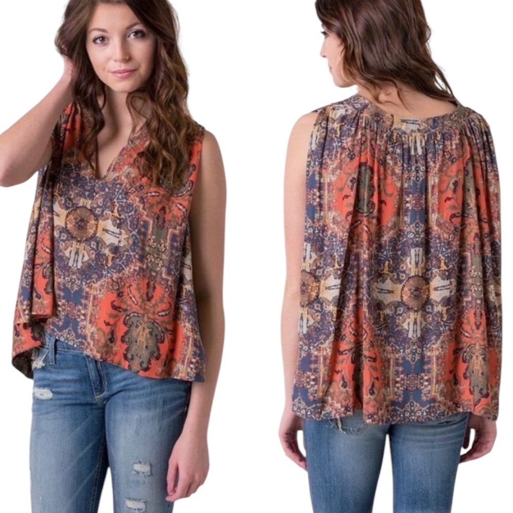 Free People Darcy Super V Swing Tank Top in Magic Carpet - S